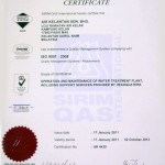 SIRIM QAS International Sdn Bhd –Loji Rawatan Air Kelantan ISO 9001-2008 Scope of Certification : Operation and Maintenance of Water Treatment Plant, Including Support Services Provided by Headquarters.