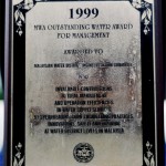 MWA Outstanding Water Award For Management Awarded to : Malaysian Water District Enginerrs Action Committee for Invaluable Contribution to Total Managementand Operation Efficiencies in Water Supply Services  by Spearheading good Engineering Practices, Innovatoins, Safety, and Training at Water District Level in Malaysia. 